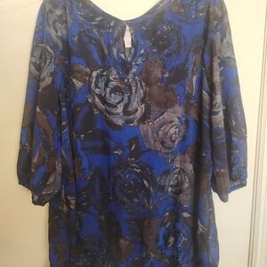 Blue Floral Women's Top